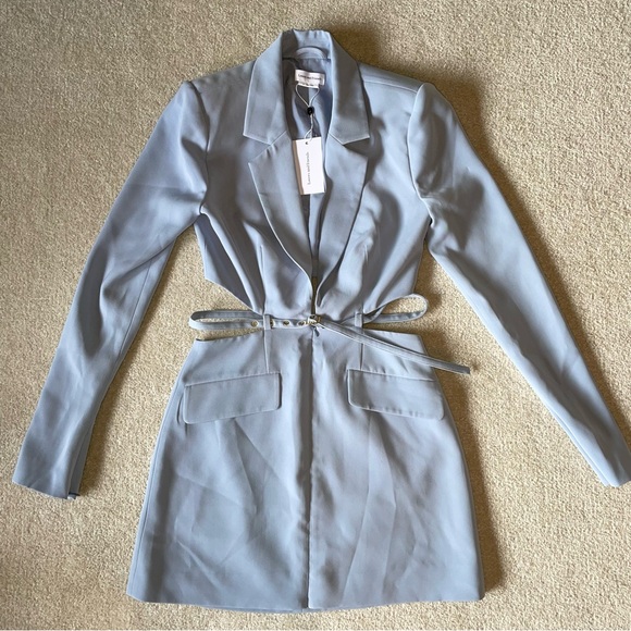 Lovers + Friends Dresses & Skirts - Lovers and friends belted cutout blazer dress light blue in small